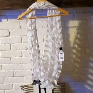 White Striped Infinity Scarf